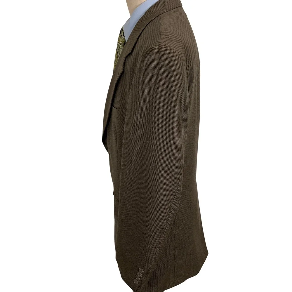 Kilburne Finch Mens 42L Olive Green Mini Houndstooth Classic Wool‎ Sport Jacket